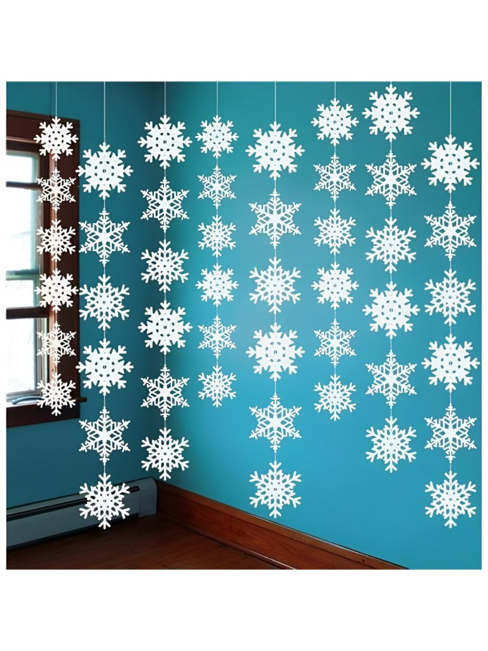 12PCS Snowflake Garland Winter Party Wonderland Birthday Decorations